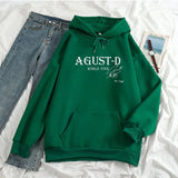 WIAOFELLAS  -  Loose Fit Long Sleeve Hoodie Sweatshirt AGUST-D WORLD TOUR Casual Unisex Winter New Arrival Comfortable Streetwear Style