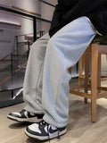 Wiaofellas  -  Winter Thickened Fleece Straight Leg Casual Pants Men's Trendy Lamb Velvet Versatile Cool Teenage Sports Fashion Trousers