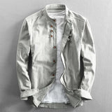 Wiaofellas 2024 Spring Long Sleeve Buttoned Solid T Shirts Tops Male O-Neck Polo Shirt Autumn Casual Cotton Linen Shirt For Men Clothing