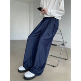 Wiaofellas  -  Korean Style Loose Men's Clothing Casual Pants Straight Wide Leg Solid Color Male Trousers Zippers New Stylish Summer