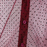 WIAOFELLAS  -  Men Shirt Polka Dot Printing Lapel Long Sleeve Button Men Clothing Mesh See Through Loose Fashion Male Shirts Streetwear