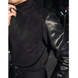 WIAOFELLAS  -  Luxury Black Base Layer T-Shirt Men's Versatile High Collar Slim Fit Long Sleeve Top