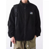 WIAOFELLAS  -  High-neck Solid Color Zipper Pockets Lantern Long Sleeve Men's Clothing Cardigan Coats Casual Jackets Autumn Winter Trendy Tops