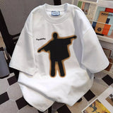 WIAOFELLAS  -  American Vintage Men's New Pullover O-Neck Patchwork Printing Letters Fashion Elegant Loose Fitting Short Sleeved Tops