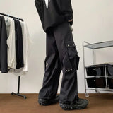 Wiaofellas  -  American Retro Plush Fleece Overalls for Men Loose Hip Hop Street Dance Drawstring Long Trousers Trendy