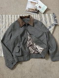 WIAOFELLAS  -  American Retro Plaid Collar Jaet Men's ort Sle Haome High-End Feel Cleanfit Outerwear Autumn Faion Brand Yulin