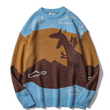 Wiaofellas Oversized Men Vintage Harajuku Sweater Dinosaur Winter Clothes Graphic Knitted Cartoon Anime Pullover Women Jumper Ugly Sweater