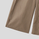 WIAOFELLAS  -  Men Striped Pants Button Joggers Loose Casual Wide Leg Trousers Men Streetwear Fashion Leisure Long Pants S-5XL