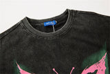 WIAOFELLAS  -  Men Hip Hop Streetwear Retro T Shirt Washed Old Butterfly Print Tshirt Cotton T-Shirt Short Sleeve Racing Style Tops Tees New