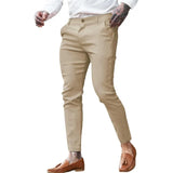 Wiaofellas  -  Men's Twill Cotton Stretch Fashion Youth Street Slim Pencil Skinny Pants