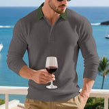 WIAOFELLAS  -  New Autumn Casual Men Polo Shirt Urban Chic Patchwork T-shirts High Quality Long Sleeve Tops Hot Sale All-match Holiday T-shirt