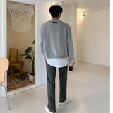 Wiaofellas  -  Men's  Autumn Loose Straight Trousers Korean Style Fashion Black Gray Pockets Casual Long Pants Chandal Pantalon Hombre