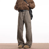 Wiaofellas  -  Trendy Pure Color Mens Denim Cargo Pants Streetwear Vintage Loose Straight Jeans For Men Spring Summer Fashion Denim Trousers