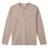 Wiaofellas  -  Daily Casual O Neck Pullover For Men Trendy Looe Breathable Shirts Men Autumn Outdoor Solid Color Long Sleeve Tops