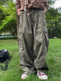 Wiaofellas  -  Retro Japanese Style Work Pants Men's Women's Straight Leg Cuffed Casual Trousers Heavy Duty Drapey Floor Length BF