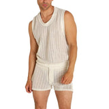 Wiaofellas  -  Summer New Men's Solid Color Casual Tank Top & Shorts Set Outdoor Daily Wear Comfortable Two Piece Outfit