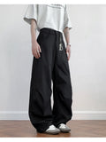 Wiaofellas  -  Men's Loose Fit Casual Pants 2026 M-5XL Plain Color Wide Leg Comfortable Blend Urban Streetwear Daily Wear Black White
