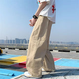 WIAOFELLAS  -  Japanese Cityboy Pants High Street Ins Drape Khaki Work Pants Men's Loose Straight Floor Skateboard Pants