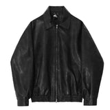 WIAOFELLAS  -  Men PU Leather Jackets High Street Turn-down Collar Zipper Pockets Solid Color Male Short Coat Spring New Chic