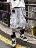 Wiaofellas  -  Summer Washed Distressed Workwear Shorts Men's Trendy Street Style Loose Wide Leg Big Pocket Seven-Foot Pants Casual Trousers