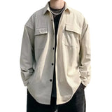WIAOFELLAS  -  Retro Corduroy Shirt Men Loose Casual Workwear Jacket American Style Fashion