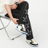 WIAOFELLAS  -  Autumn Fashion Jogger Pans Men Loose Streetwear Star Print Sweatpants Elastic Waist Wide Leg Trousers Men's Casual Joggers Pants