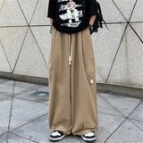 Wiaofellas  -  Vibe Full Length Winter Autumn Men Pants Wide Leg Cargo Baggy Loose Trousers Male Korean Distressed Retro Loser Safari Pants