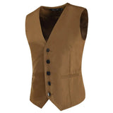 WIAOFELLAS  -  Spring and Autumn Men's Korean Slim Suit Vest Casual Solid Color Simple Fashion Single Breast Top