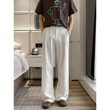 WIAOFELLAS  -  Beige Suit Pants Men Society Mens Black Dress Pants Korean Loose Straight Pants Mens Office Formal Trousers Large Size 5XL