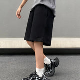 Wiaofellas  - Streetwear Letter Foam Broken Terry Summer Drawstring Shorts for Men and Women Summer Wide Leg Casual Oversized Five Point Pants