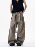 WIAOFELLAS  -  Old Qian style pleated wide-leg pants versatile body three-dimensional belt straight-leg pants men's trousers trousers