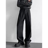 WIAOFELLAS  -  Grey Black Suit Pants Men Fashion Society Mens Dress Pants Korean Loose Casual Straight Pants Mens Office Formal Trousers 4XL