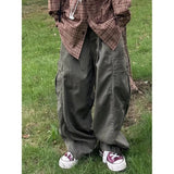 Wiaofellas  -  Retro Japanese Style Work Pants Men's Women's Straight Leg Cuffed Casual Trousers Heavy Duty Drapey Floor Length BF