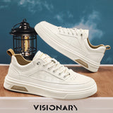 WIAOFELLAS  -  Men's Flat Lace-up Classic Series Solid Color Anti-slip Student Vulcanized Sports Shoes Trend Casual Leather Skateboard Shoes