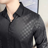 WIAOFELLAS  -  British Style Slim Fit Business Men Shirts Spring Autumn Vintage Long Sleeved Mens Plaid Shirt Fashion Social Men's Clothing 4XL