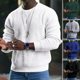 Wiaofellas Men Spring Top Long Sleeves Round Neck Solid Color Soft Pullover Warm Casual Mid Length Men Autumn Sweater Top Male Clothes