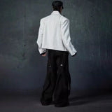 WIAOFELLAS  -  Spring New Men's Wide-Leg Patchwork Trousers American Retro Fashion Trendy High Street Loose Casual Niche Men's Bottoms