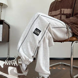 WIAOFELLAS  -  Trendy Version Personalized Street Fashion Loose Casual Pants Men's Patchwork Pocket Striped Drawstring Straight Sports Trousers