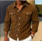 WIAOFELLAS  -  Fashion American Style Vintage Corduroy Shirt Men's Spring Autumn Long Sleeve Loose Casual Trendy Shirt Coats For Men Clothing