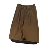 Wiaofellas  -  Black Men's Suit Pants Casual Straight Leg Short Trousers Summer Season Polyester Fabric Drapey High Waist No Belt