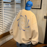 Wiaofellas  -  Men's Loose Round Neck Tops Fashion Printed Pattern Long Sleeve Tops Unisex Style Couple Pullover Korean Streetwear