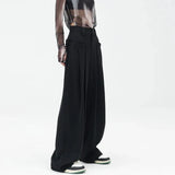 WIAOFELLAS  -  Casual Suit Pants Men Women Summer High Waist Solid Color Pantalones Hombre Harajuku Loose  Wide Leg Trousers Pocket Streetwear
