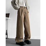 WIAOFELLAS  -  Brown Suit Pants Men Society Mens Black Dress Pants Korean Loose Casual Straight Pants Mens Office Formal Trousers Large Size
