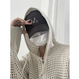 Wiaofellas  -  Loose Hollow Out Knitted Cardigan Sweater for Men and Women High Street Style Casual Summer Top Korean Version