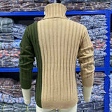 WIAOFELLAS  -  Men Slim Turtlenecks Sweaters Men Winter Long Sleeve Warm Knitting Sweaters Classic Stitching Color Casual MaleBottoming Shirt