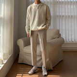 WIAOFELLAS  -  Trendy Solid Color Men's Sweater Polo Shirts 2025 Autumn Winter New Casual Long Sleeve Knitted Jumpers Men Fashionable Sweaters