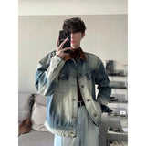 Wiaofellas  -  Denim Short Jacket Mens Jeans Jacket Coats Casual Windproof Fashion Streetwear Man Teenagers Clothing Denim Jacket Men C85