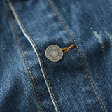 WIAOFELLAS  -  Vintage do old locomotive American tooling stand collar all loose denim jacket heavy wash craft coat male fashion
