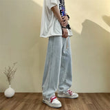 WIAOFELLAS  -  Neutral Simple Solid Long Jeans Men Korean Style Fashion High Street Loose Casual Jean Pants Male Daliy All-match Trousers