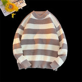 Wiaofellas  -  Men's Winter Sweater Harajuku Fashion Striped Sweter Oversize Pullover Warm Knitted Sweater Men's Clothing